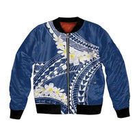 Polynesian Vintage Floral Bomber Jacket Navy Blue Motifs LT7 Unisex Navy Blue - Polynesian Pride
