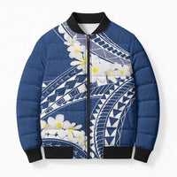 Polynesian Vintage Floral Bomber Puffer Jacket Navy Blue Motifs LT7 Unisex Navy Blue - Polynesian Pride