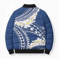 Polynesian Vintage Floral Bomber Puffer Jacket Navy Blue Motifs LT7 - Polynesian Pride