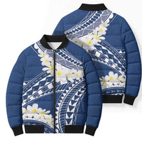 Polynesian Vintage Floral Bomber Puffer Jacket Navy Blue Motifs LT7 - Polynesian Pride
