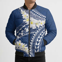 Polynesian Vintage Floral Bomber Puffer Jacket Navy Blue Motifs LT7 - Polynesian Pride