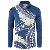 Polynesian Vintage Floral Button Sweatshirt Navy Blue Motifs LT7 Navy Blue - Polynesian Pride
