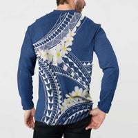 Polynesian Vintage Floral Button Sweatshirt Navy Blue Motifs LT7 - Polynesian Pride