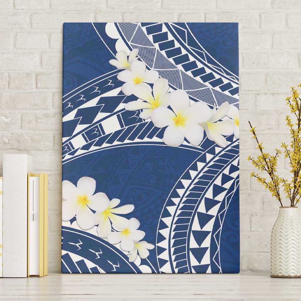 Polynesian Vintage Floral Canvas Wall Art Navy Blue Motifs LT7 Without Frame Navy Blue - Polynesian Pride