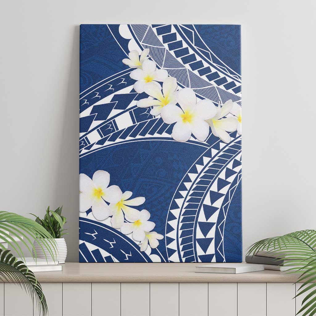 Polynesian Vintage Floral Canvas Wall Art Navy Blue Motifs LT7 - Polynesian Pride