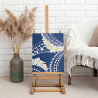 Polynesian Vintage Floral Canvas Wall Art Navy Blue Motifs LT7 - Polynesian Pride