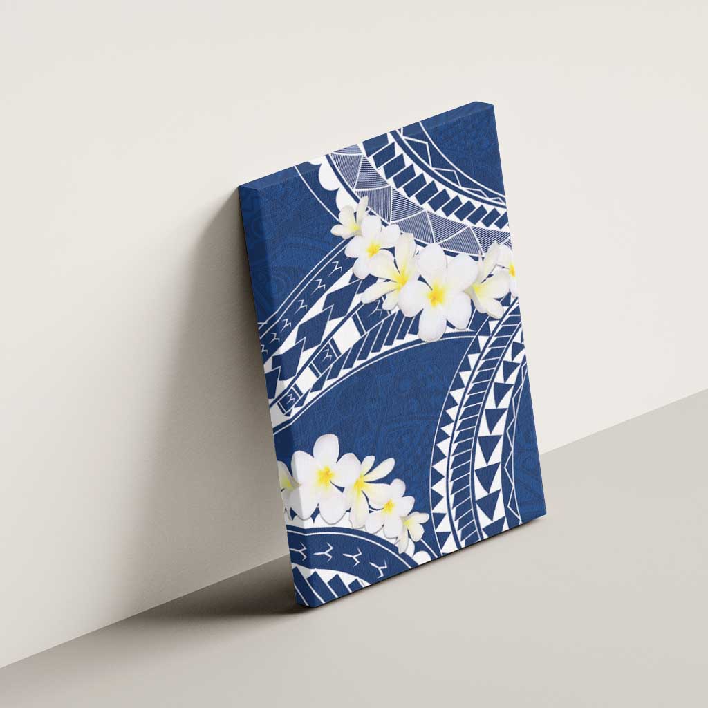 Polynesian Vintage Floral Canvas Wall Art Navy Blue Motifs LT7 - Polynesian Pride