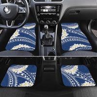Polynesian Vintage Floral Car Mats Navy Blue Motifs LT7 Set 4pcs Navy Blue - Polynesian Pride