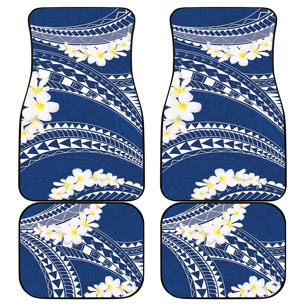Polynesian Vintage Floral Car Mats Navy Blue Motifs LT7 - Polynesian Pride