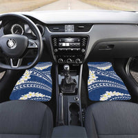 Polynesian Vintage Floral Car Mats Navy Blue Motifs LT7 Set 2pcs - Front Navy Blue - Polynesian Pride