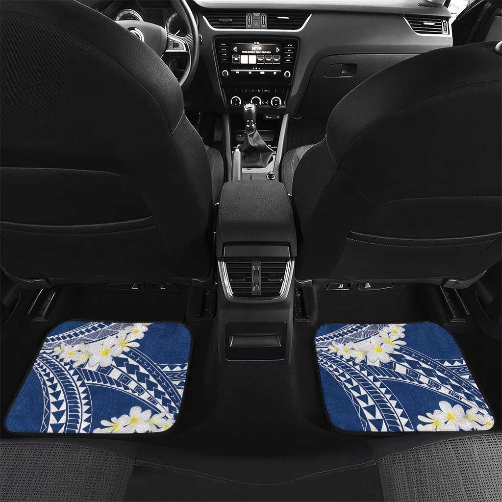 Polynesian Vintage Floral Car Mats Navy Blue Motifs LT7 Set 2pcs - Back Navy Blue - Polynesian Pride