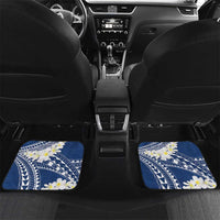 Polynesian Vintage Floral Car Mats Navy Blue Motifs LT7 Set 2pcs - Back Navy Blue - Polynesian Pride