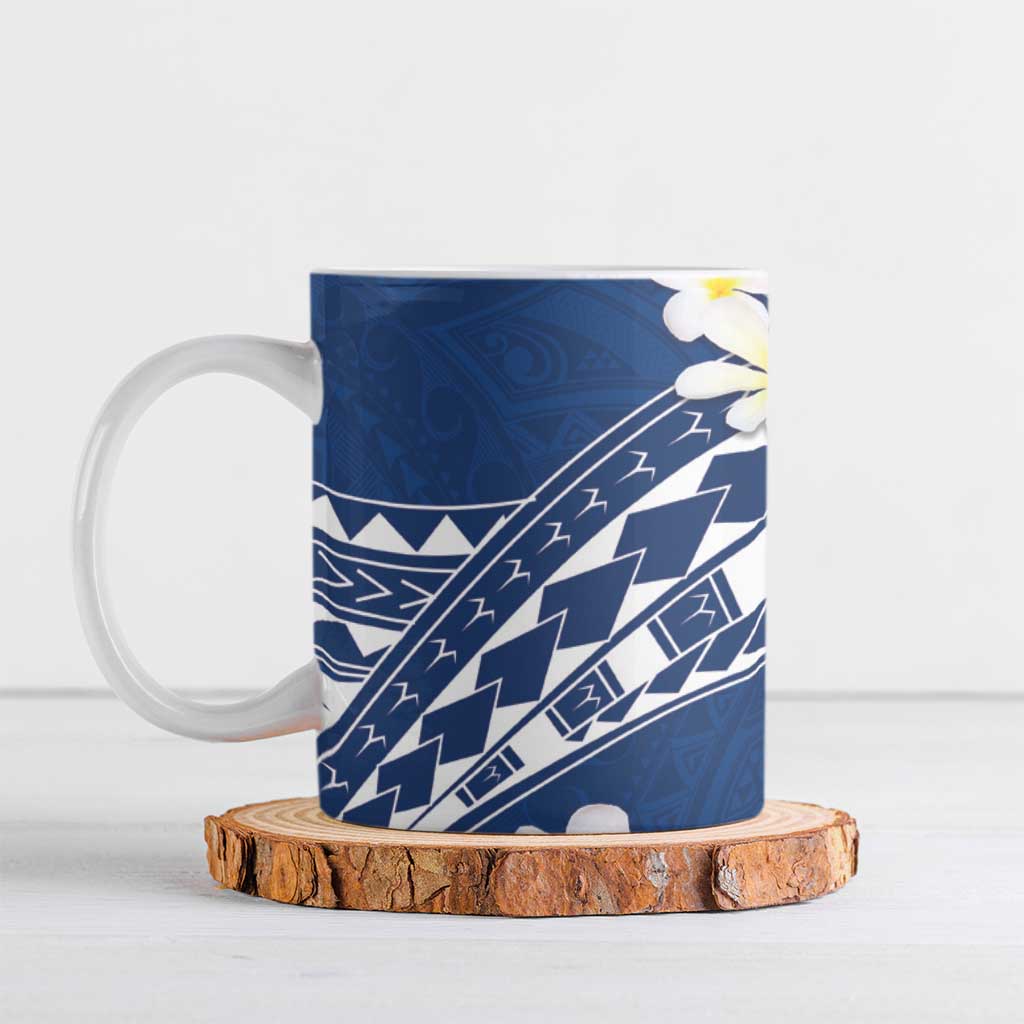Polynesian Vintage Floral Ceramic Mug Navy Blue Motifs LT7 Navy Blue - Polynesian Pride