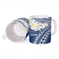 Polynesian Vintage Floral Ceramic Mug Navy Blue Motifs LT7 - Polynesian Pride
