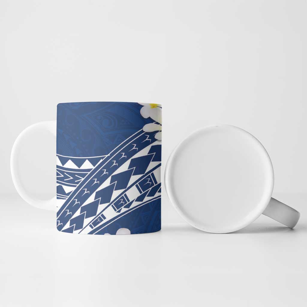 Polynesian Vintage Floral Ceramic Mug Navy Blue Motifs LT7 - Polynesian Pride