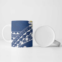 Polynesian Vintage Floral Ceramic Mug Navy Blue Motifs LT7 - Polynesian Pride