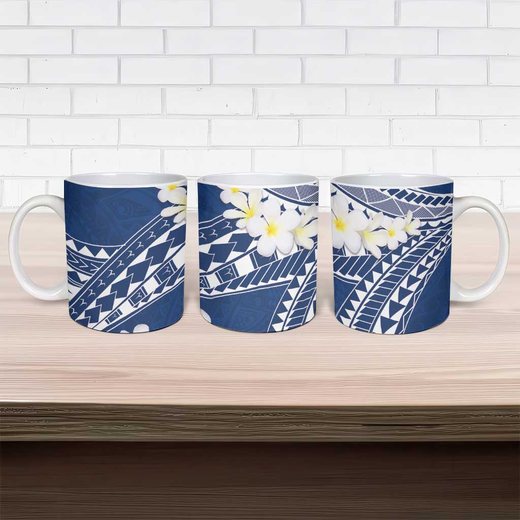 Polynesian Vintage Floral Ceramic Mug Navy Blue Motifs LT7 - Polynesian Pride