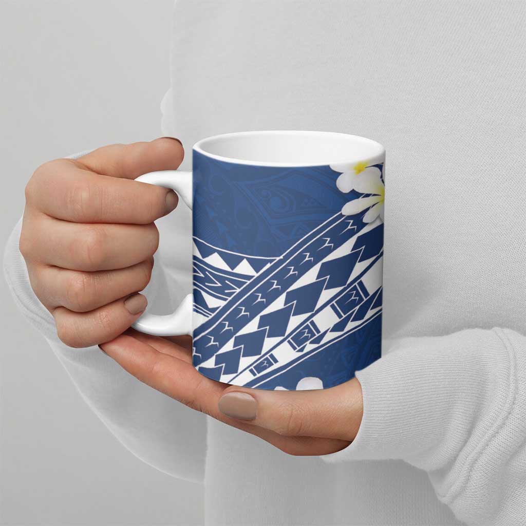 Polynesian Vintage Floral Ceramic Mug Navy Blue Motifs LT7 - Polynesian Pride