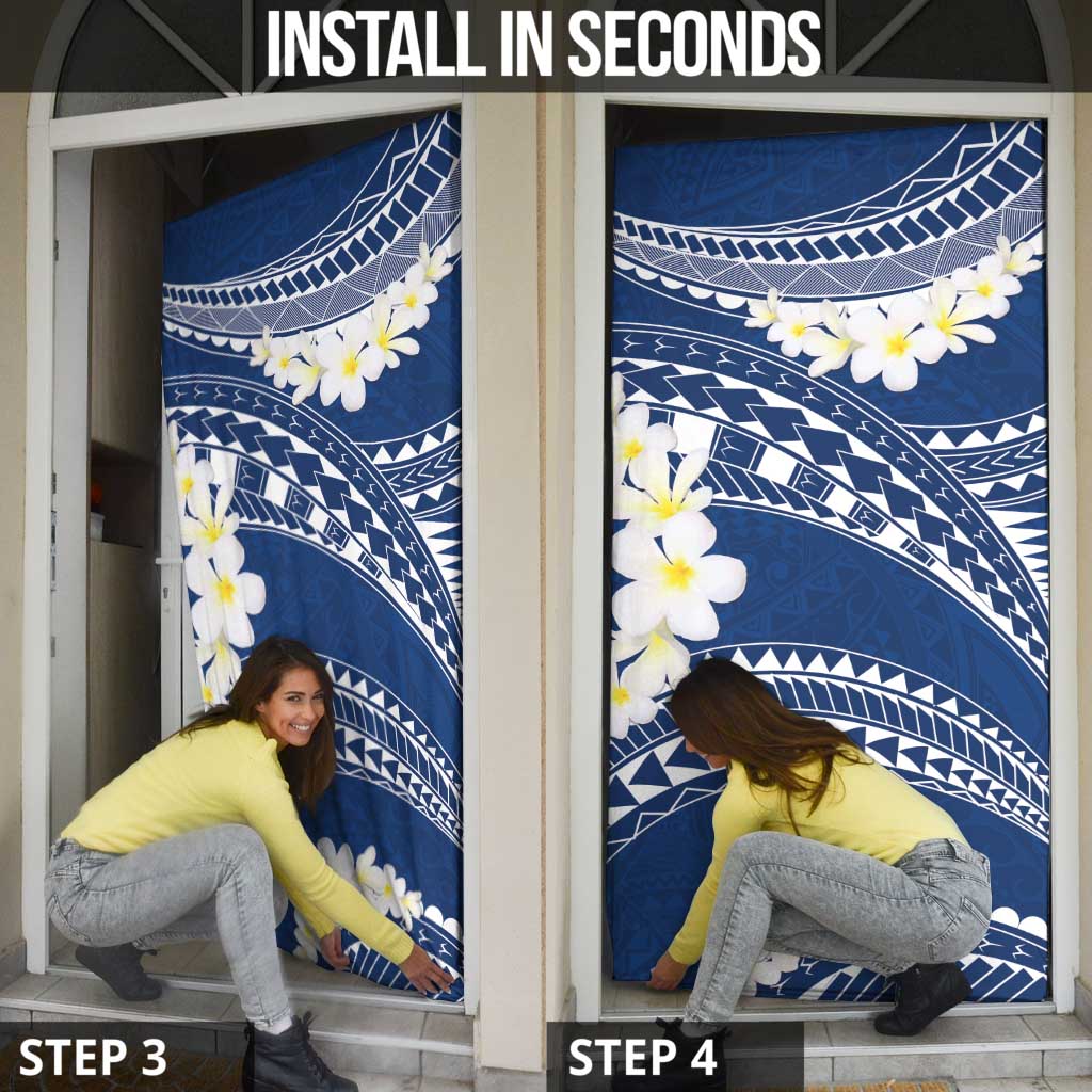 Polynesian Vintage Floral Door Cover Navy Blue Motifs LT7 - Polynesian Pride