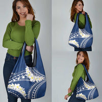 Polynesian Vintage Floral Grocery Bag Navy Blue Motifs LT7 - Polynesian Pride