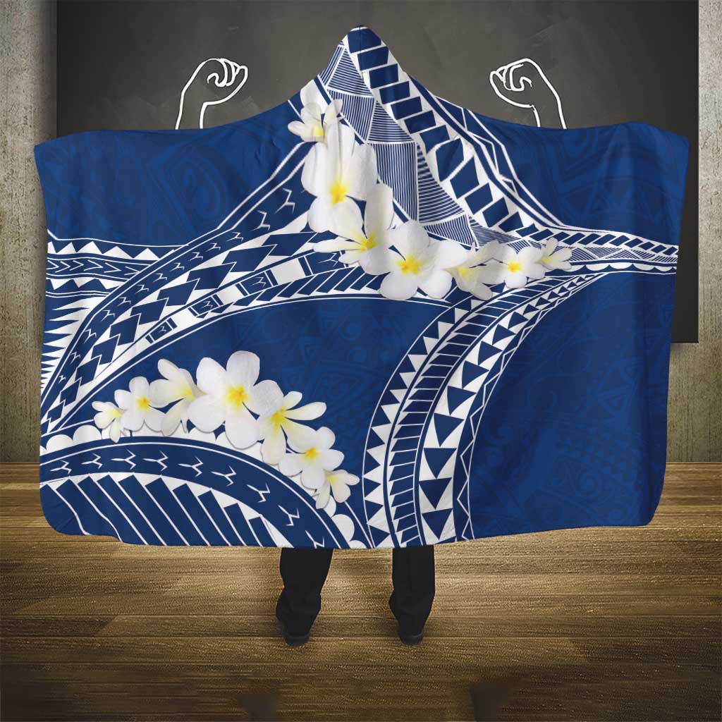 Polynesian Vintage Floral Hooded Blanket Navy Blue Motifs LT7 - Polynesian Pride