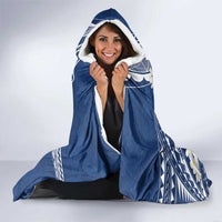 Polynesian Vintage Floral Hooded Blanket Navy Blue Motifs LT7 - Polynesian Pride