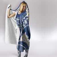 Polynesian Vintage Floral Hooded Blanket Navy Blue Motifs LT7 - Polynesian Pride