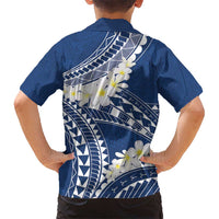 Polynesian Vintage Floral Kid Hawaiian Shirt Navy Blue Motifs LT7 - Polynesian Pride