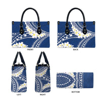 Polynesian Vintage Floral Leather Bag Navy Blue Motifs LT7 - Polynesian Pride