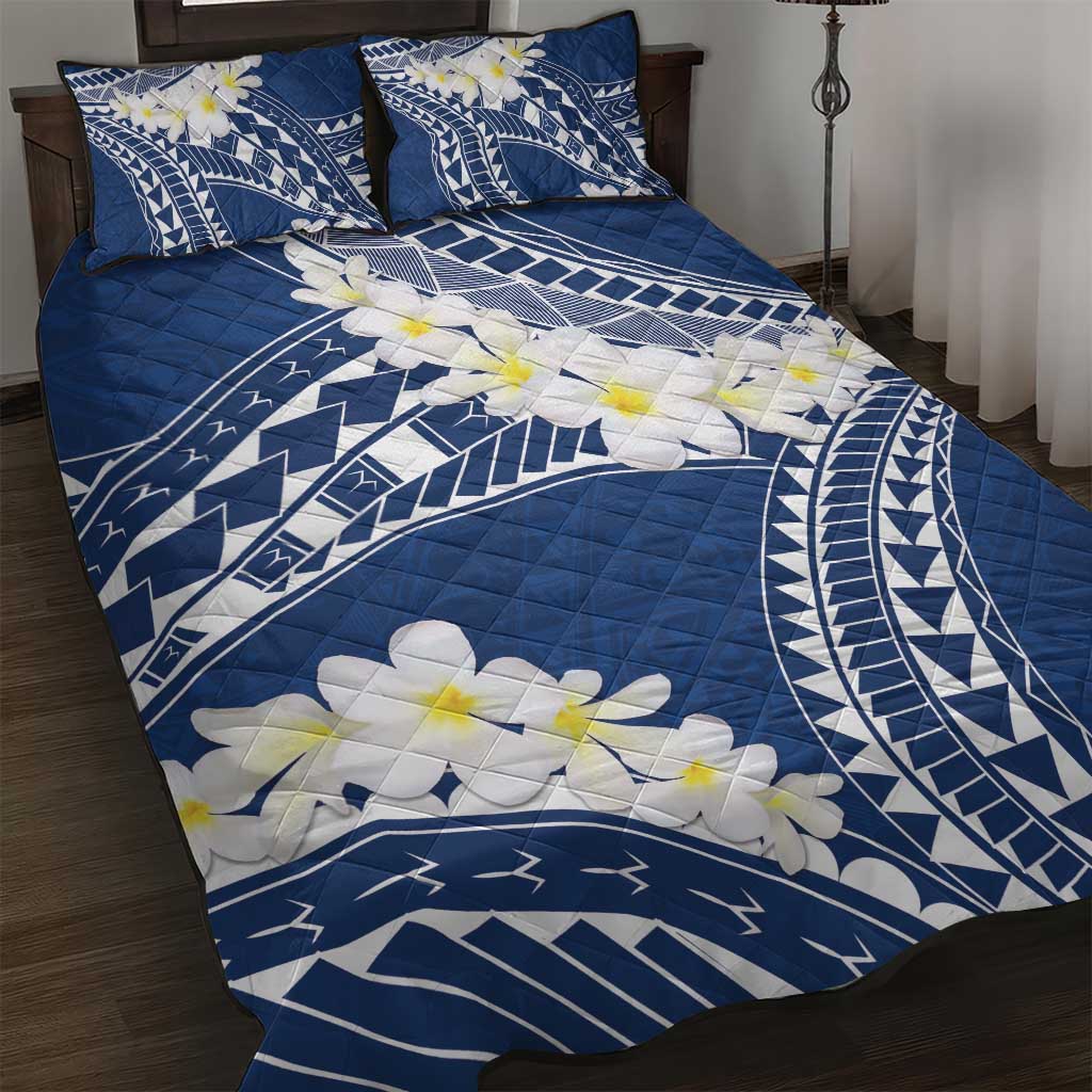 Polynesian Vintage Floral Quilt Bed Set Navy Blue Motifs LT7 Navy Blue - Polynesian Pride
