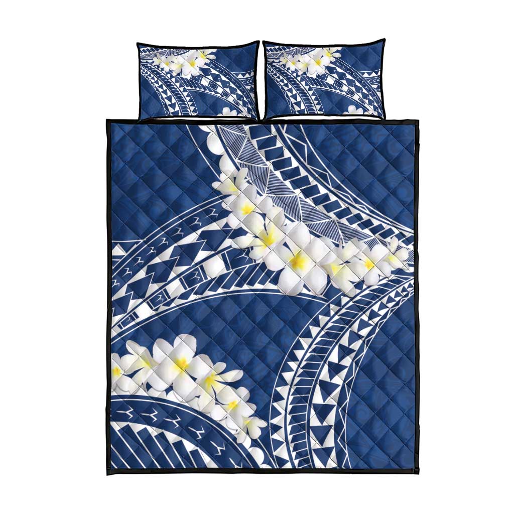 Polynesian Vintage Floral Quilt Bed Set Navy Blue Motifs LT7 - Polynesian Pride