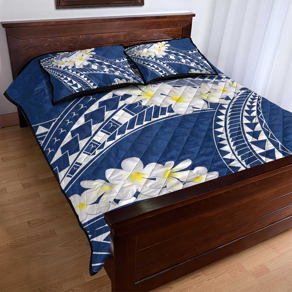 Polynesian Vintage Floral Quilt Bed Set Navy Blue Motifs LT7 - Polynesian Pride