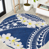 Polynesian Vintage Floral Round Carpet Navy Blue Motifs LT7 Navy Blue - Polynesian Pride