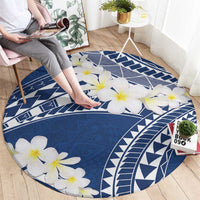 Polynesian Vintage Floral Round Carpet Navy Blue Motifs LT7 - Polynesian Pride