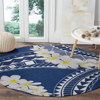 Polynesian Vintage Floral Round Carpet Navy Blue Motifs LT7 - Polynesian Pride