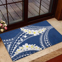 Polynesian Vintage Floral Rubber Doormat Navy Blue Motifs LT7 - Polynesian Pride