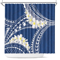 Polynesian Vintage Floral Shower Curtain Navy Blue Motifs LT7 Navy Blue - Polynesian Pride
