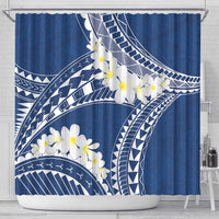 Polynesian Vintage Floral Shower Curtain Navy Blue Motifs LT7 - Polynesian Pride