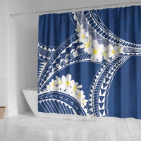 Polynesian Vintage Floral Shower Curtain Navy Blue Motifs LT7 - Polynesian Pride