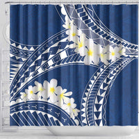 Polynesian Vintage Floral Shower Curtain Navy Blue Motifs LT7 - Polynesian Pride