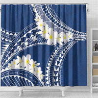 Polynesian Vintage Floral Shower Curtain Navy Blue Motifs LT7 - Polynesian Pride
