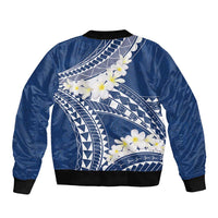 Polynesian Vintage Floral Sleeve Zip Bomber Jacket Navy Blue Motifs LT7 - Polynesian Pride