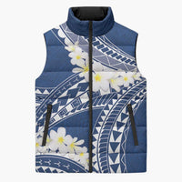 Polynesian Vintage Floral Sleeveless Puffer Jacket Navy Blue Motifs LT7 Unisex Navy Blue - Polynesian Pride