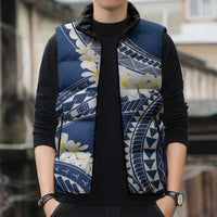Polynesian Vintage Floral Sleeveless Puffer Jacket Navy Blue Motifs LT7 - Polynesian Pride