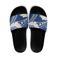 Polynesian Vintage Floral Slide Sandals Navy Blue Motifs LT7 Navy Blue - Polynesian Pride