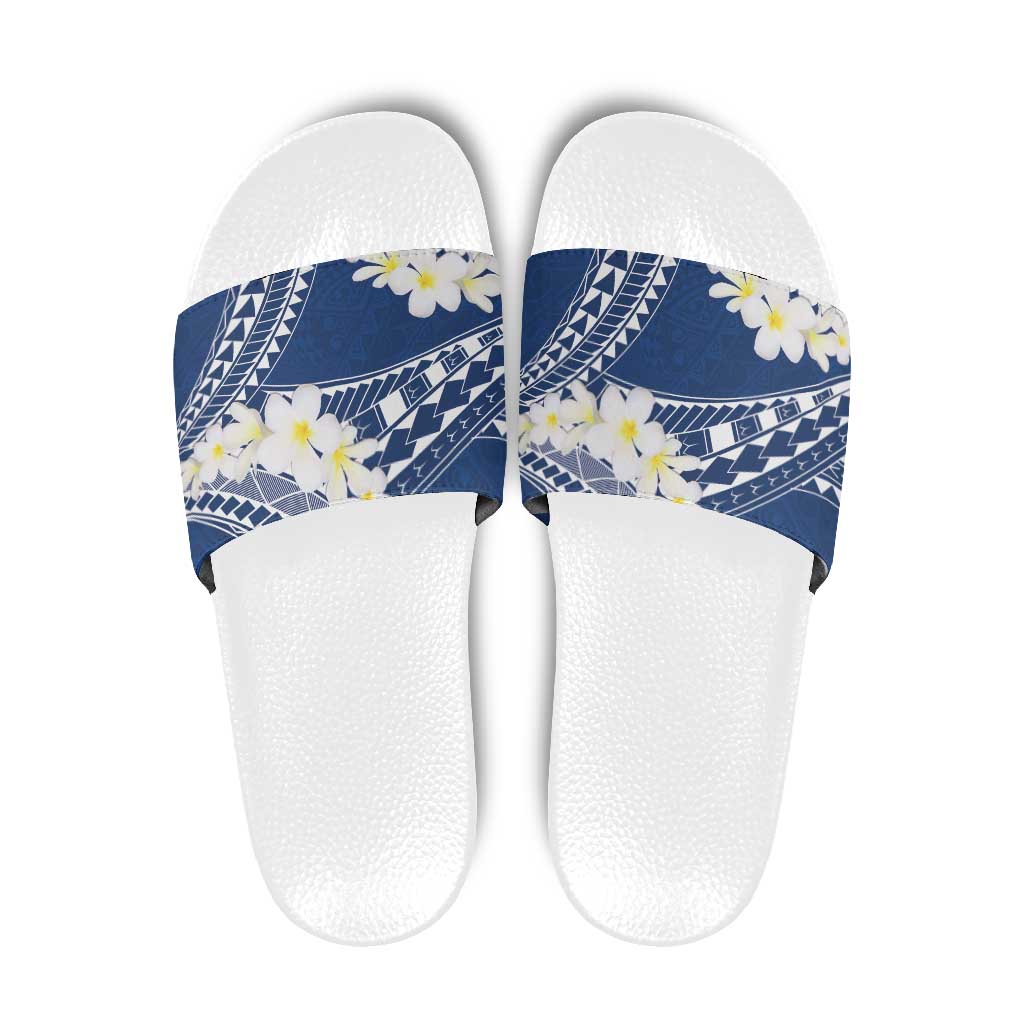 Polynesian Vintage Floral Slide Sandals Navy Blue Motifs LT7 Navy Blue - Polynesian Pride