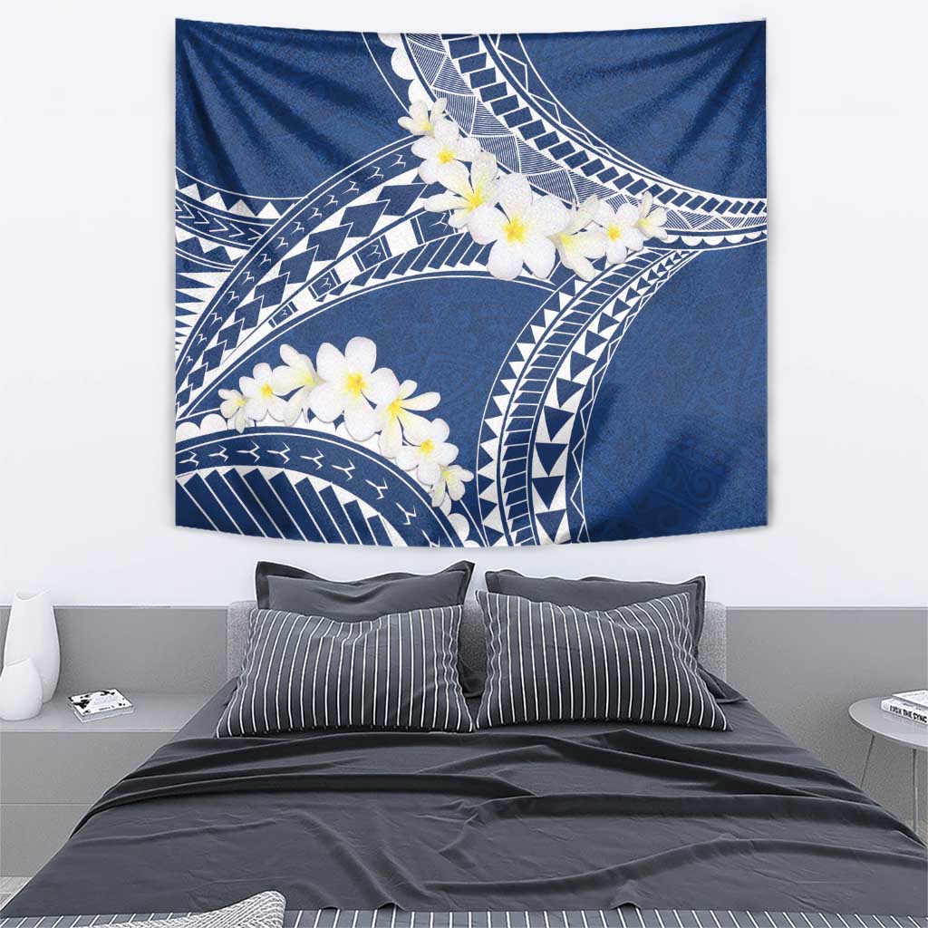Polynesian Vintage Floral Tapestry Navy Blue Motifs LT7 - Polynesian Pride
