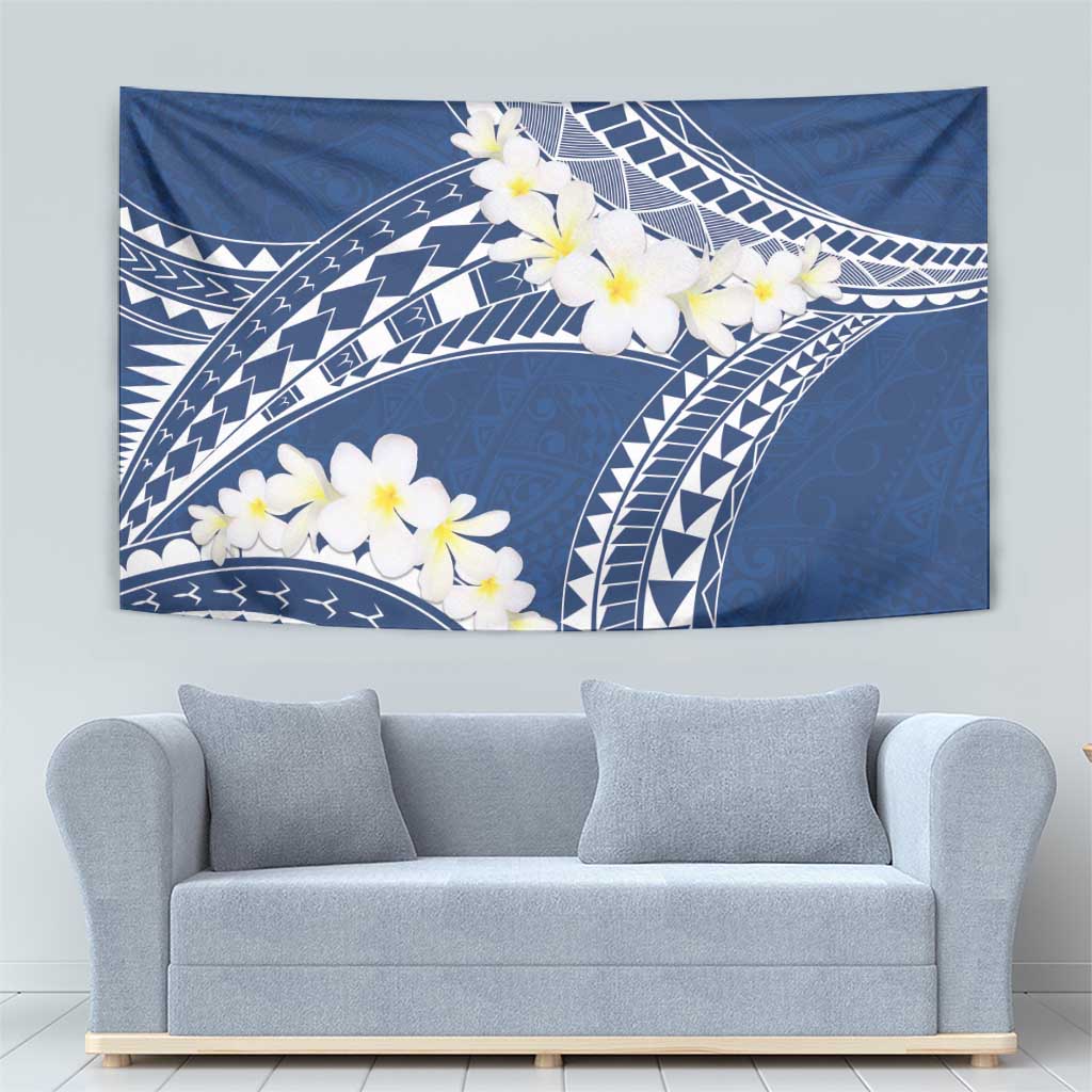 Polynesian Vintage Floral Tapestry Navy Blue Motifs LT7 - Polynesian Pride