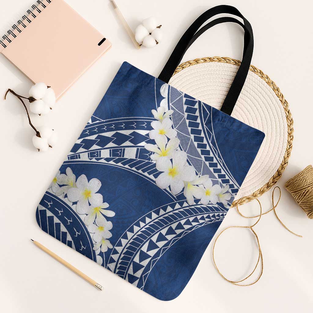 Polynesian Vintage Floral Tote Bag Navy Blue Motifs LT7 Black Strap One Size Navy Blue - Polynesian Pride