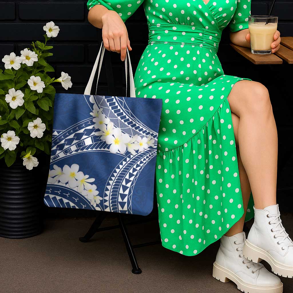 Polynesian Vintage Floral Tote Bag Navy Blue Motifs LT7 - Polynesian Pride
